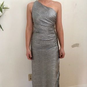 long silver dress